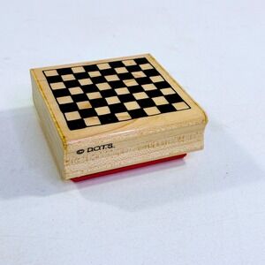 DOTS Little Checkered Square Wood Mounted Rubber Stamp L 186 Checkerboard Grid